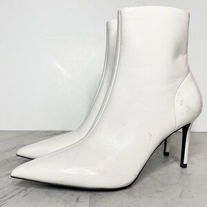 Jeffery Campbell Pointy Toe Faux Leather White Bootie 8 1/2